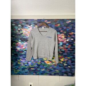 Vintage Colorado V Neck sweater Gray Long Sleeve Casual Pullover Top Women